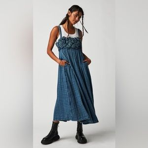 Free People Dolly Midi  Denim color Gauze dress size XS